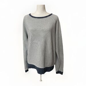 L.O.G.G H&M Sweatshirt Women L Blue White Striped Pullover Cozy Casual Top